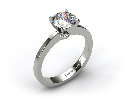 18k White Gold Cathedral Reverse Tapered Diamond Engagement Ring 